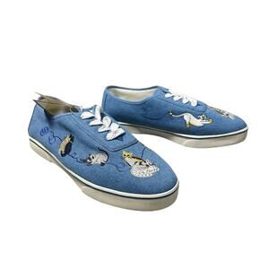 Vintage Sebastino Denim Cat Embroidered Sneakers NEW